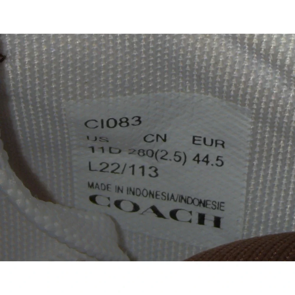 Coach Mens Signature Monogram Leather Low Top Sneakers Brown White Size 11